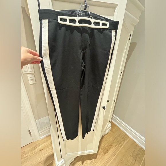 Banana Republic hip pants slight crop, black with off white stripe, worn once.! - Picture 2 of 2